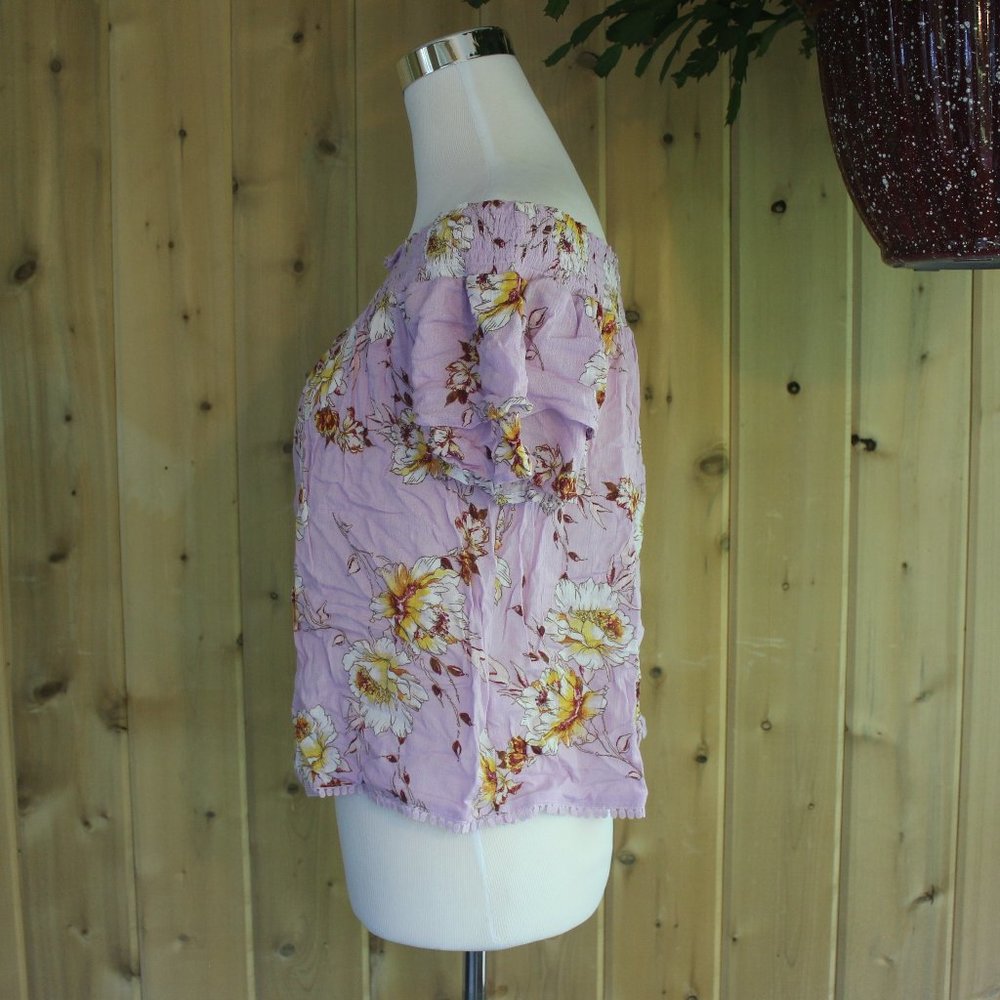 Rewind Off Shoulder Lavender Floral Blouse Med - Picture 6 of 13